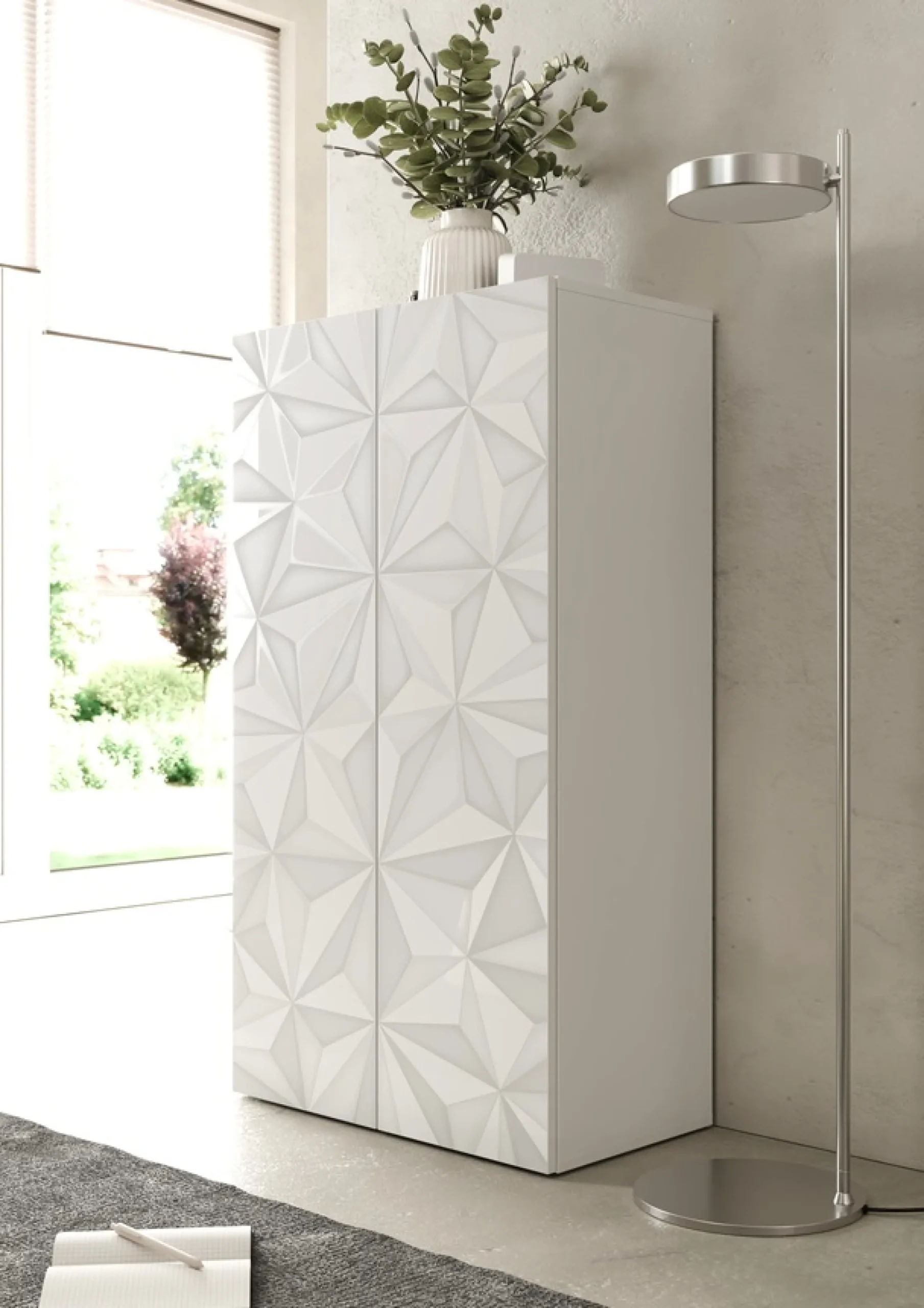 Home affaire Aktenschrank »Prisma, Breite 63 cm, Höhe 114 cm, 2 Türen (2 Einlegeböden)« Büroschrank, Mehrzweckschrank, Front mit Siebdruck