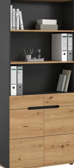 Home affaire Aktenschrank »REHAT, Büroschrank« bietet viel Stauraum für ca. 35 Aktenordner,5 Fächer, 3 feste & 1 variabler Boden, Höhe: 190cm, Breite: 80cm