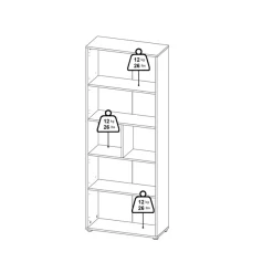 Home affaire Aktenschrank »Sign Aktenregal, Bücherregal, Standregal,« Merkzweckschrank, 2 Fächer, 4 Einlegeböden, Breite/Höhe 80/200 cm
