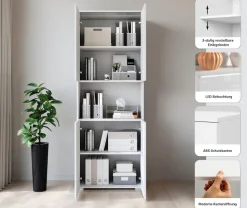 Home affaire Aktenschrank »Vera, Mehrzweckschrank mit LED-Beleuchtung« Praktischer Stauraum mit höhenverstellbaren Ablageböden, H. 182 cm