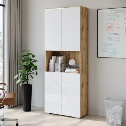 Home affaire Aktenschrank »Vera, Mehrzweckschrank mit LED-Beleuchtung« Praktischer Stauraum mit höhenverstellbaren Ablageböden, H. 182 cm