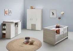 Home affaire Babyzimmer-Komplettset »Geert« Set, Kinderbett, Regal, Schrank, Wickelkommode, 4 Stk. tlg. Made in Germany; mit Kinderbett, Regal, Schrank und Wickelkommode
