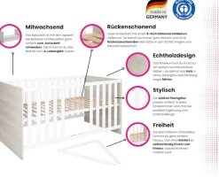 Home affaire Babyzimmer-Komplettset »Geert« Set, Kinderbett, Regal, Schrank, Wickelkommode, 4 Stk. tlg. Made in Germany; mit Kinderbett, Regal, Schrank und Wickelkommode