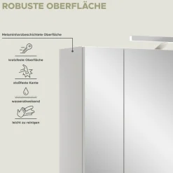 Home affaire Badezimmerspiegelschrank »Malmö, Breite 60 cm, inkl. LED Beleuchtung, 3 Spiegeltüren, 9 Fächer« in verschiedenen Farben erhältlich, Badmöbel, Spiegel, Badschrank, Bad