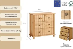 Home affaire Badkommode »Vili« Badezimmerschrank, Unterschrank, 4 Schubladen, aus Massivholz