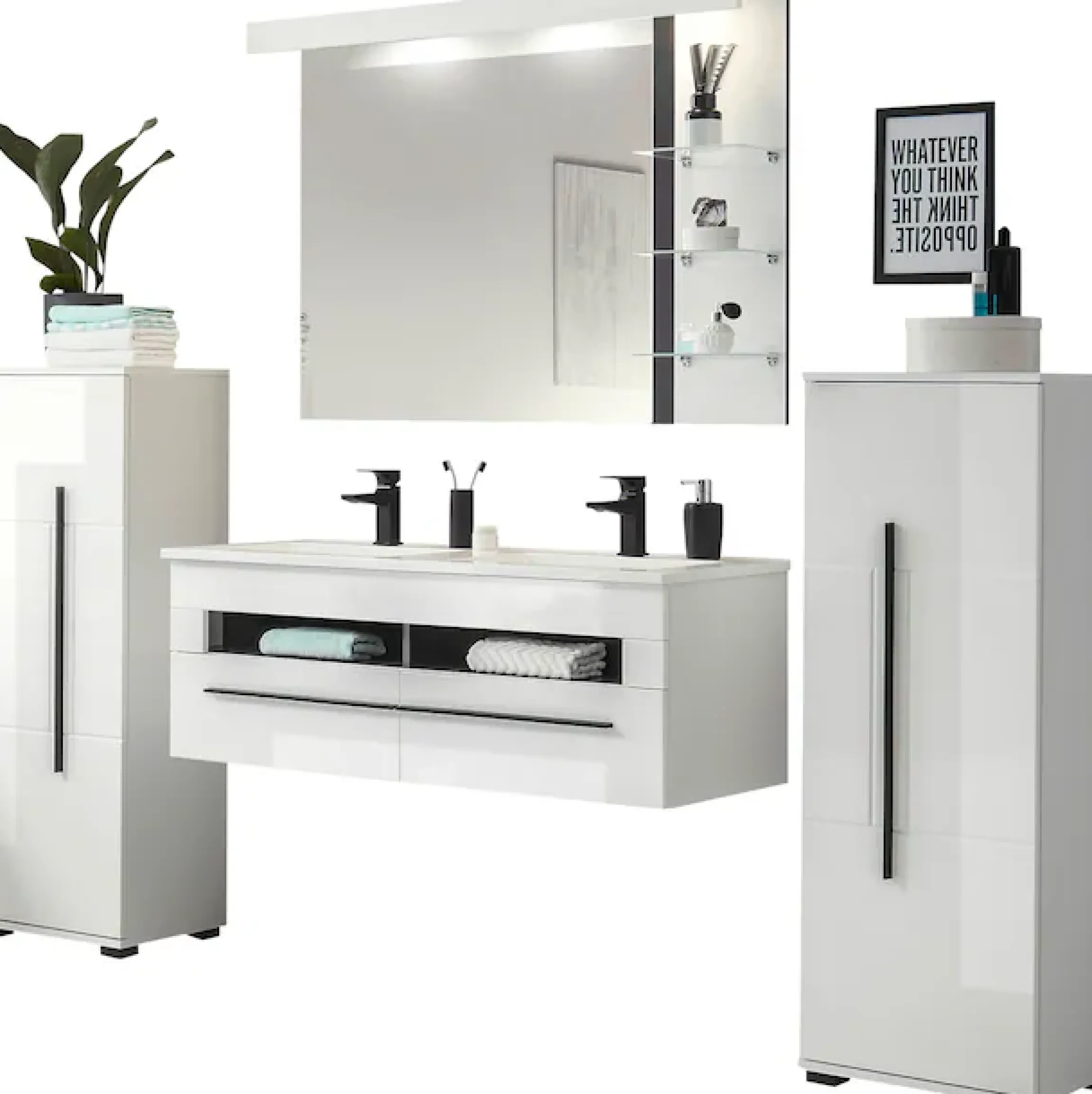 Home affaire Badmöbel-Set »Cantara, Bad im modernen Design, 4-teiliges Badezimmer« Set, 4 Stk. tlg.
