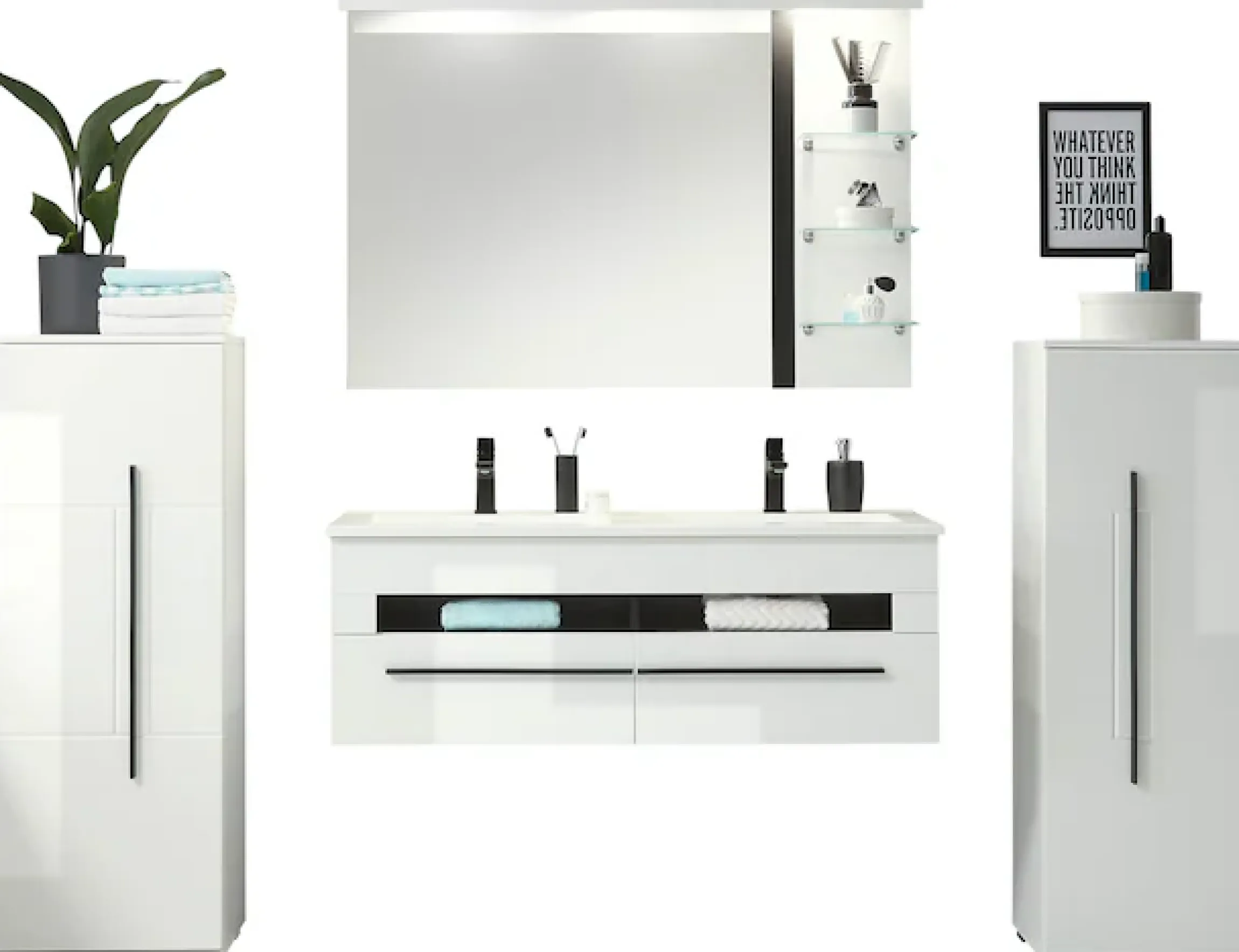 Home affaire Badmöbel-Set »Cantara, Bad im modernen Design, 4-teiliges Badezimmer« Set, 4 Stk. tlg.