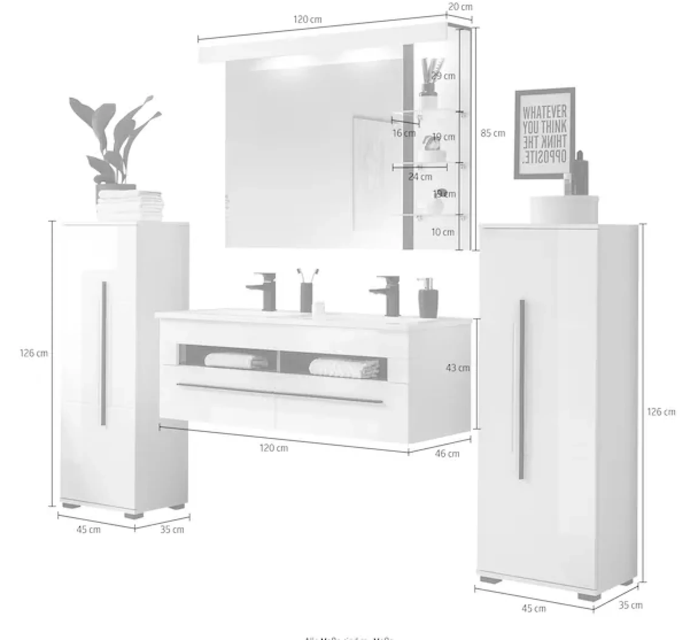 Home affaire Badmöbel-Set »Cantara, Bad im modernen Design, 4-teiliges Badezimmer« Set, 4 Stk. tlg.