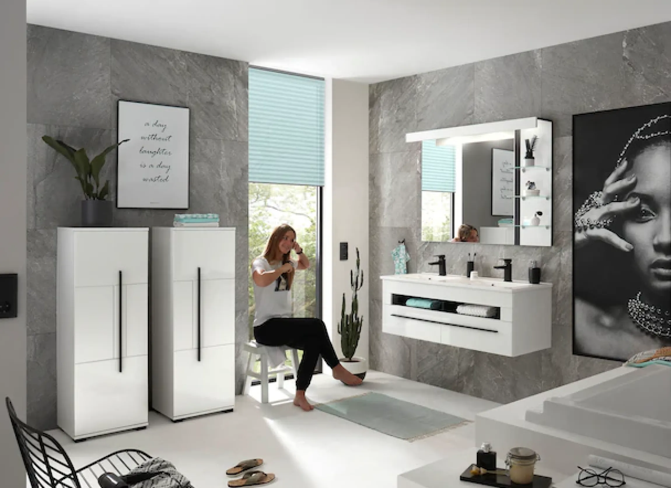 Home affaire Badmöbel-Set »Cantara, Bad im modernen Design, 4-teiliges Badezimmer« Set, 4 Stk. tlg.