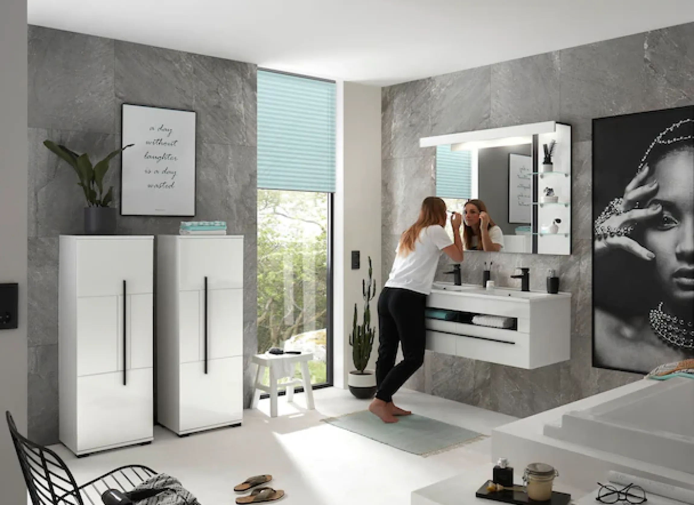 Home affaire Badmöbel-Set »Cantara, Bad im modernen Design, 4-teiliges Badezimmer« Set, 4 Stk. tlg.