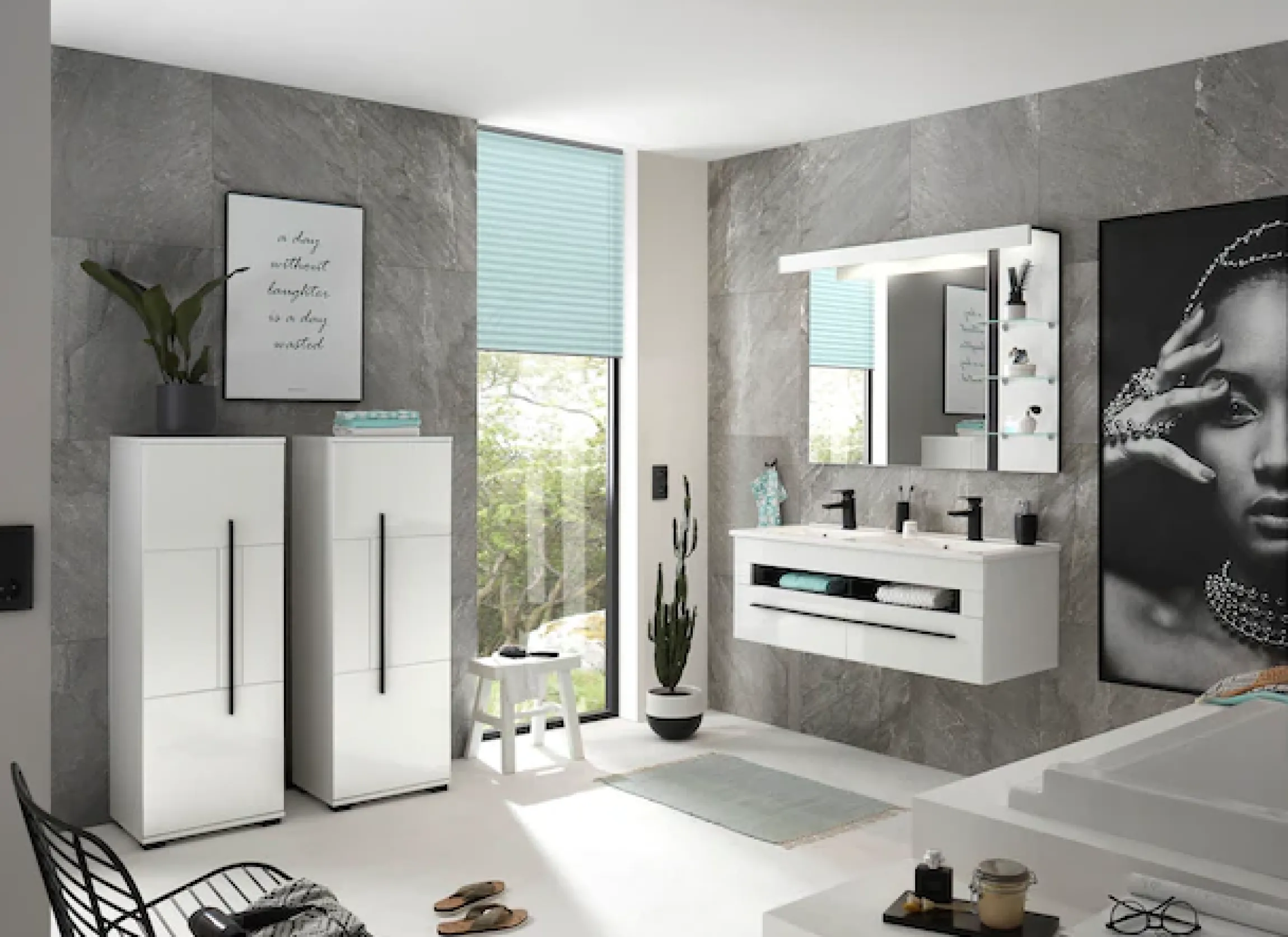 Home affaire Badmöbel-Set »Cantara, Bad im modernen Design, 4-teiliges Badezimmer« Set, 4 Stk. tlg.