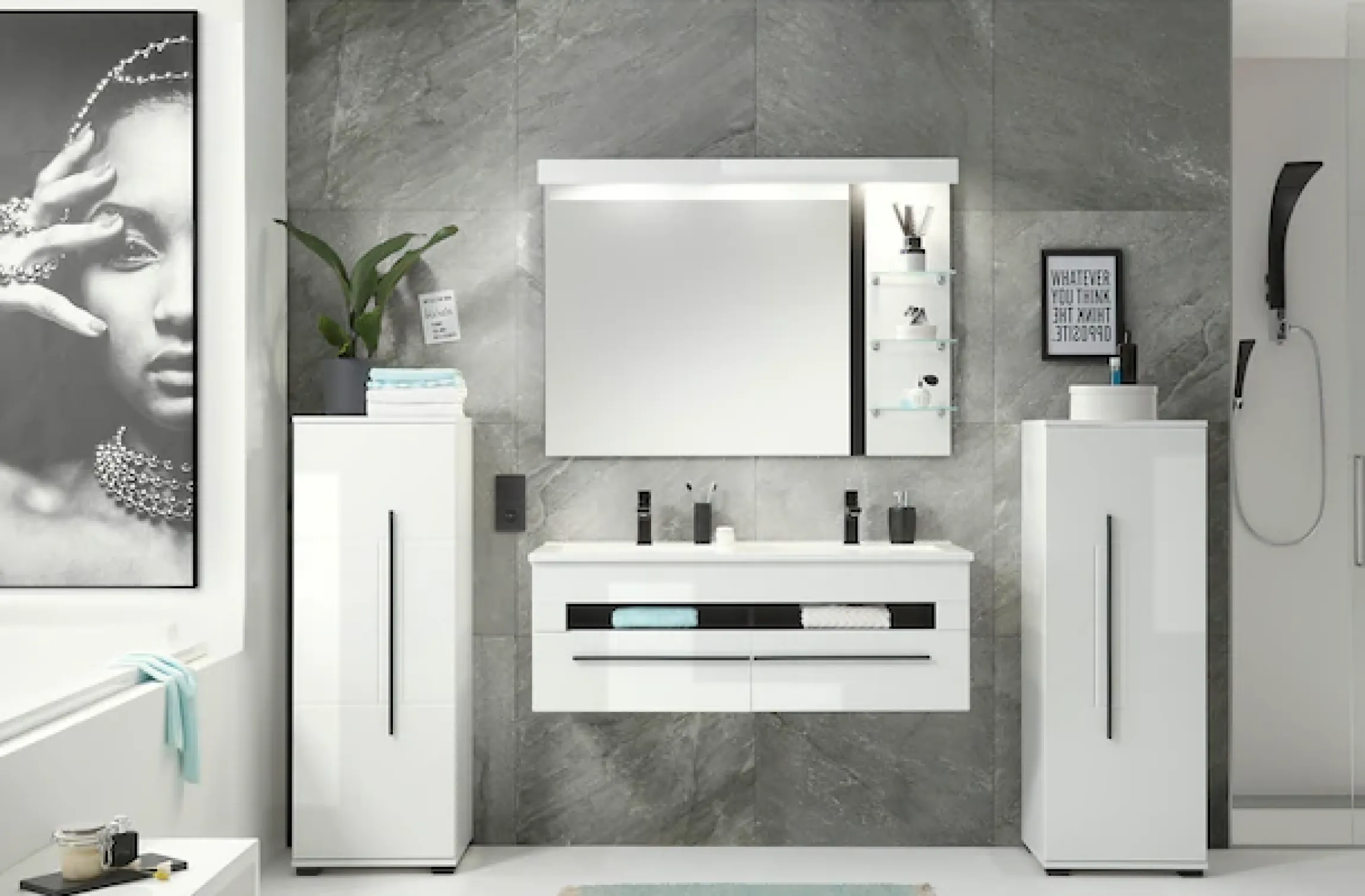 Home affaire Badmöbel-Set »Cantara, Bad im modernen Design, 4-teiliges Badezimmer« Set, 4 Stk. tlg.