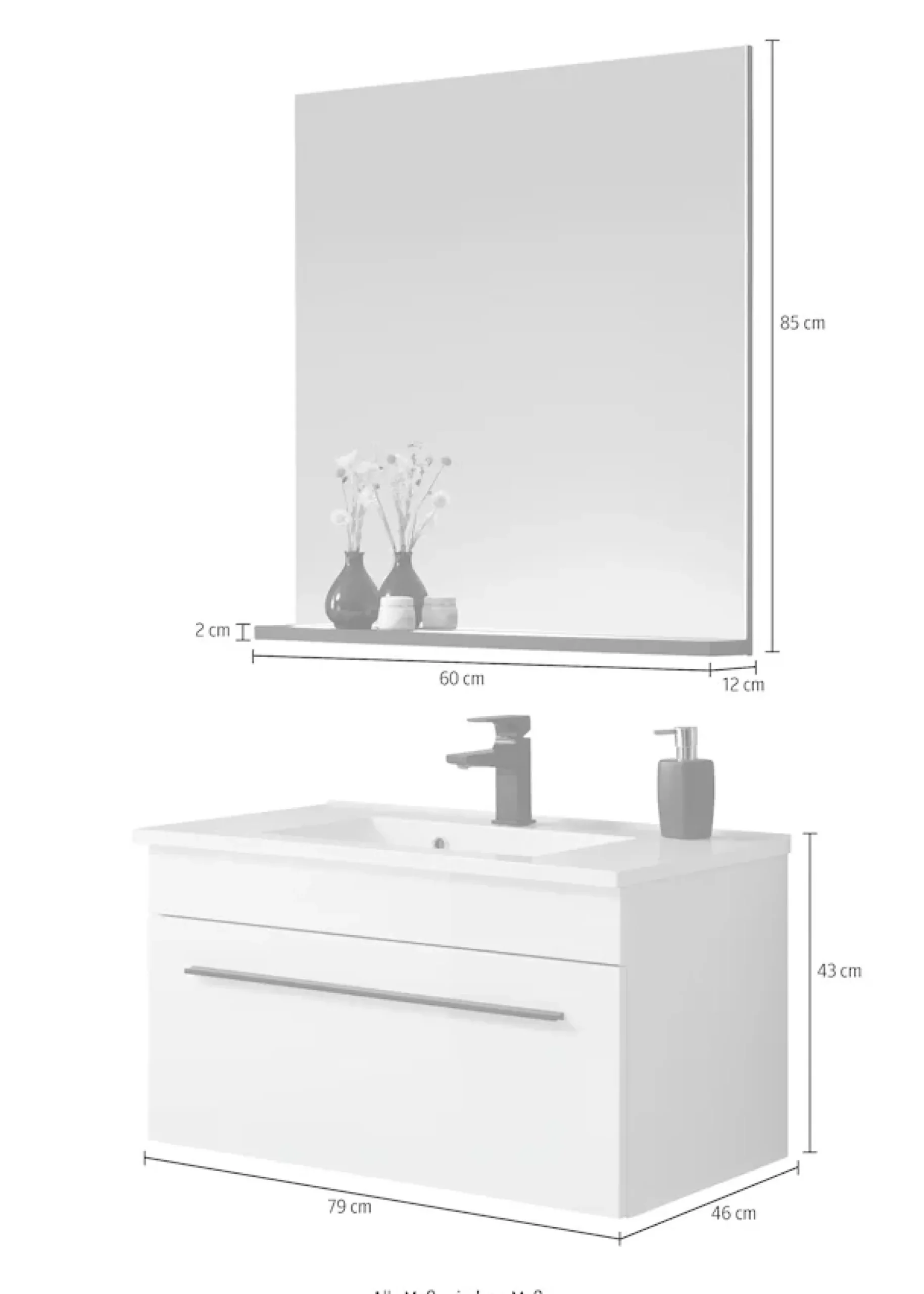 Home affaire Badmöbel-Set »Cantara, Bad im modernen Design, 2-teiliges Badezimmer« Set, 2 Stk. tlg.