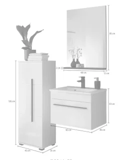 Home affaire Badmöbel-Set »Cantara, Bad im modernen Design, 3-teiliges Badezimmer« Set, 3 Stk. tlg.