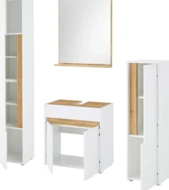Home affaire Badmöbel-Set »CITY/ GIRON, Bad im zeitlosen Design, 4-teiliges Badezimmer« Set, 4 Stk. tlg.