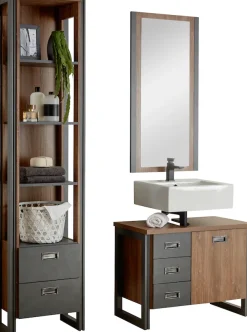 Home affaire Badmöbel-Set »Detroit, Bad im Industrialdesign, 3-teiliges Badezimmer« Set, 3 Stk. tlg.