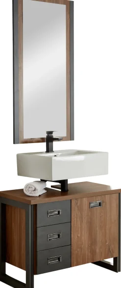 Home affaire Badmöbel-Set »Detroit, Bad im Industrialdesign, 2-teiliges Badezimmer« Set, 2 Stk. tlg.