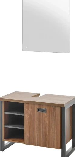 Home affaire Badmöbel-Set »Detroit, Bad im Industrialdesign, inkl. LED, 2-teiliges Badezimmer« 2 Stk. tlg.