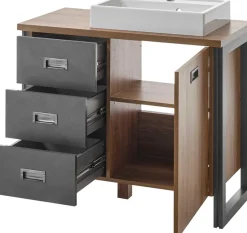 Home affaire Badmöbel-Set »Detroit, Bad im Industrialdesign, inkl. LED, 2-teiliges Badezimmer« 2 Stk. tlg.