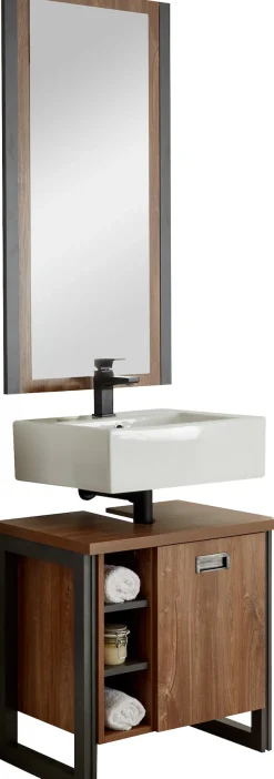 Home affaire Badmöbel-Set »Detroit, Bad im Industrialdesign, 2-teiliges Badezimmer« Set, 2 Stk. tlg.