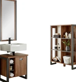 Home affaire Badmöbel-Set »Detroit, Bad im Industrialdesign, 3-teiliges Badezimmer« Set, 3 Stk. tlg.