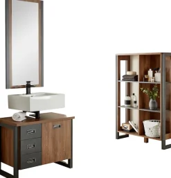 Home affaire Badmöbel-Set »Detroit, Bad im Industrialdesign, 3-teiliges Badezimmer« Set, 3 Stk. tlg.