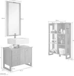 Home affaire Badmöbel-Set »Detroit, Bad im Industrialdesign, 3-teiliges Badezimmer« Set, 3 Stk. tlg.