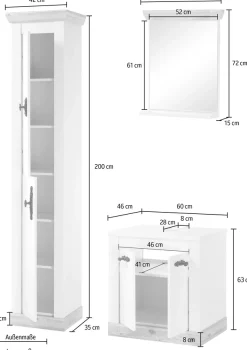 Home affaire Badmöbel-Set »Florenz, Bad im Landhausstil, 3-teiliges Badezimmer« 3 Stk. tlg.