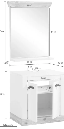 Home affaire Badmöbel-Set »Florenz, Bad im Landhausstil, 2-teiliges Badezimmer« 2 Stk. tlg.