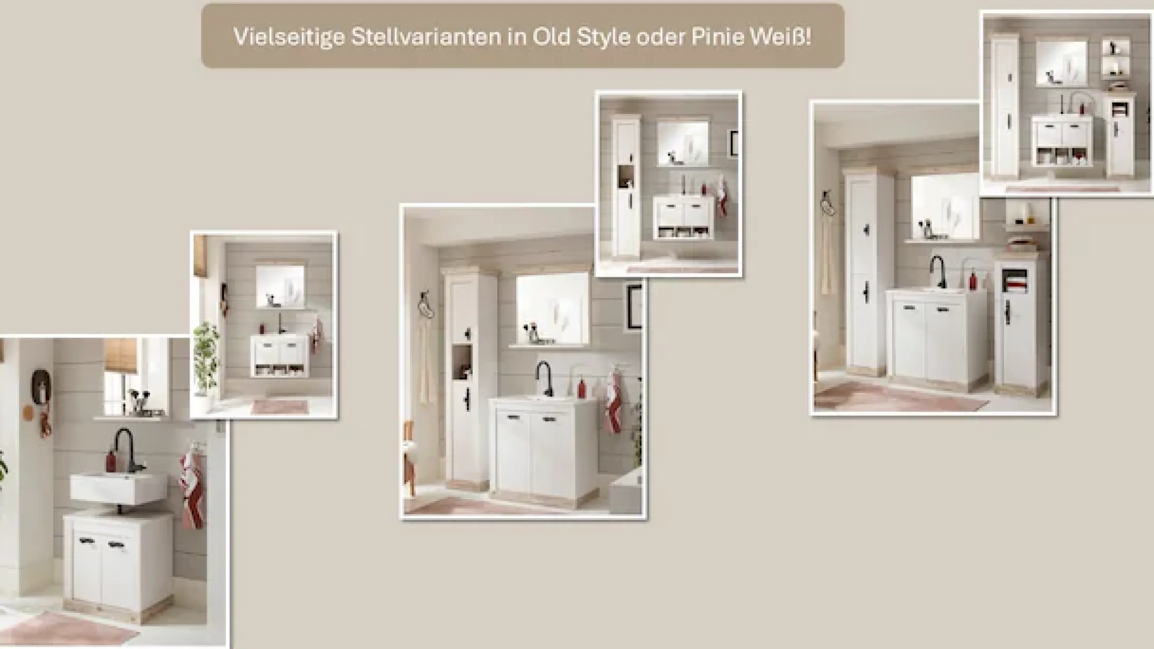 Home affaire Badmöbel-Set »Florenz, Bad im Landhausstil, 4-teiliges Badezimmer« 4 Stk. tlg.