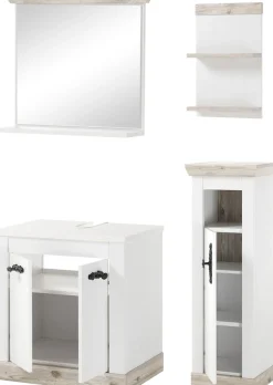 Home affaire Badmöbel-Set »Florenz, Bad im Landhausstil, 4-teiliges Badezimmer« 4 Stk. tlg.