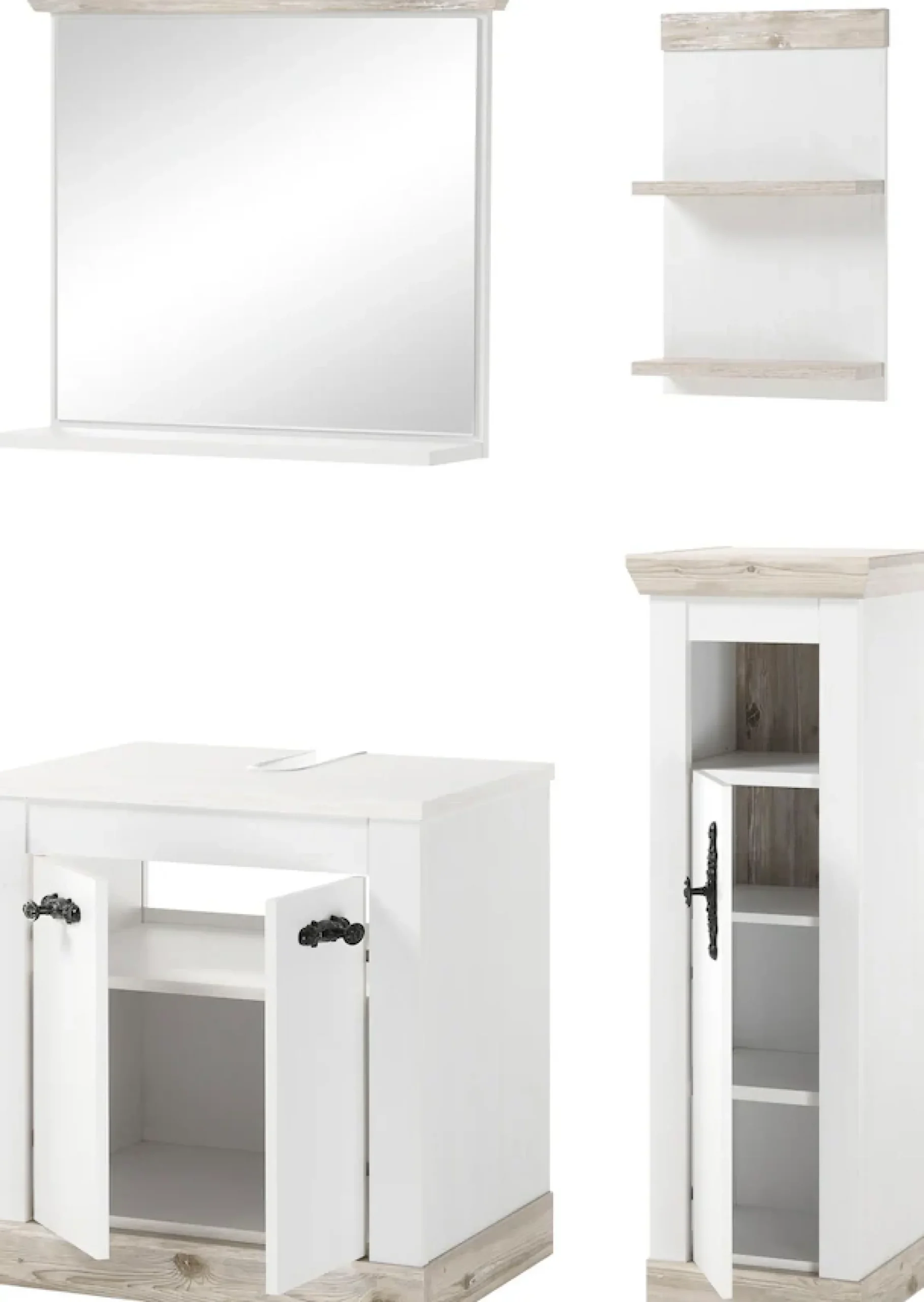 Home affaire Badmöbel-Set »Florenz, Bad im Landhausstil, 4-teiliges Badezimmer« 4 Stk. tlg.