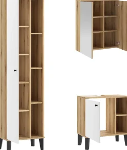 Home affaire Badmöbel-Set »OSLO, Bad im skandinavischen Design, 3-teiliges Badezimmer« Set, 3 Stk. tlg.