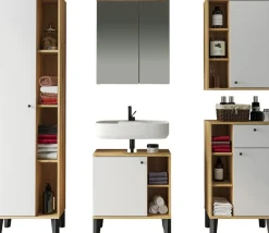 Home affaire Badmöbel-Set »OSLO, Bad im skandinavischen Design, 5-teiliges Badezimmer« Set, 5 Stk. tlg.