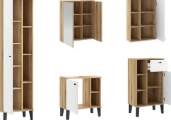 Home affaire Badmöbel-Set »OSLO, Bad im skandinavischen Design, 5-teiliges Badezimmer« Set, 5 Stk. tlg.
