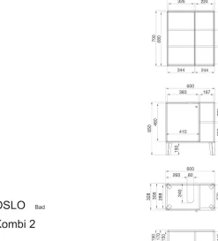 Home affaire Badmöbel-Set »OSLO, Bad im skandinavischen Design, 2-teiliges Badezimmer« Set, 2 Stk. tlg.
