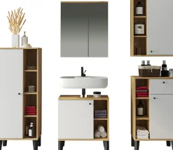 Home affaire Badmöbel-Set »OSLO, Bad im skandinavischen Design, 5-teiliges Badezimmer« Set, 5 Stk. tlg.