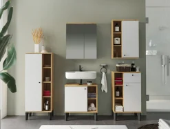 Home affaire Badmöbel-Set »OSLO, Bad im skandinavischen Design, 5-teiliges Badezimmer« Set, 5 Stk. tlg.