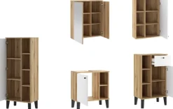 Home affaire Badmöbel-Set »OSLO, Bad im skandinavischen Design, 5-teiliges Badezimmer« Set, 5 Stk. tlg.