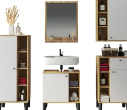 Home affaire Badmöbel-Set »OSLO, Bad im skandinavischen Design, 5-teiliges Badezimmer« Set, 5 Stk. tlg.