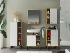 Home affaire Badmöbel-Set »OSLO, Bad im skandinavischen Design, 5-teiliges Badezimmer« Set, 5 Stk. tlg.