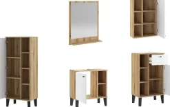 Home affaire Badmöbel-Set »OSLO, Bad im skandinavischen Design, 5-teiliges Badezimmer« Set, 5 Stk. tlg.