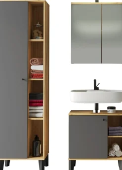 Home affaire Badmöbel-Set »OSLO, Bad im skandinavischen Design, 5-teiliges Badezimmer« Set, 3 Stk. tlg.