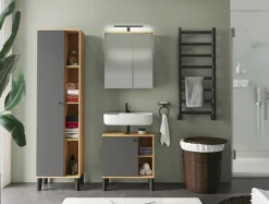 Home affaire Badmöbel-Set »OSLO, Bad im skandinavischen Design, 5-teiliges Badezimmer« Set, 3 Stk. tlg.