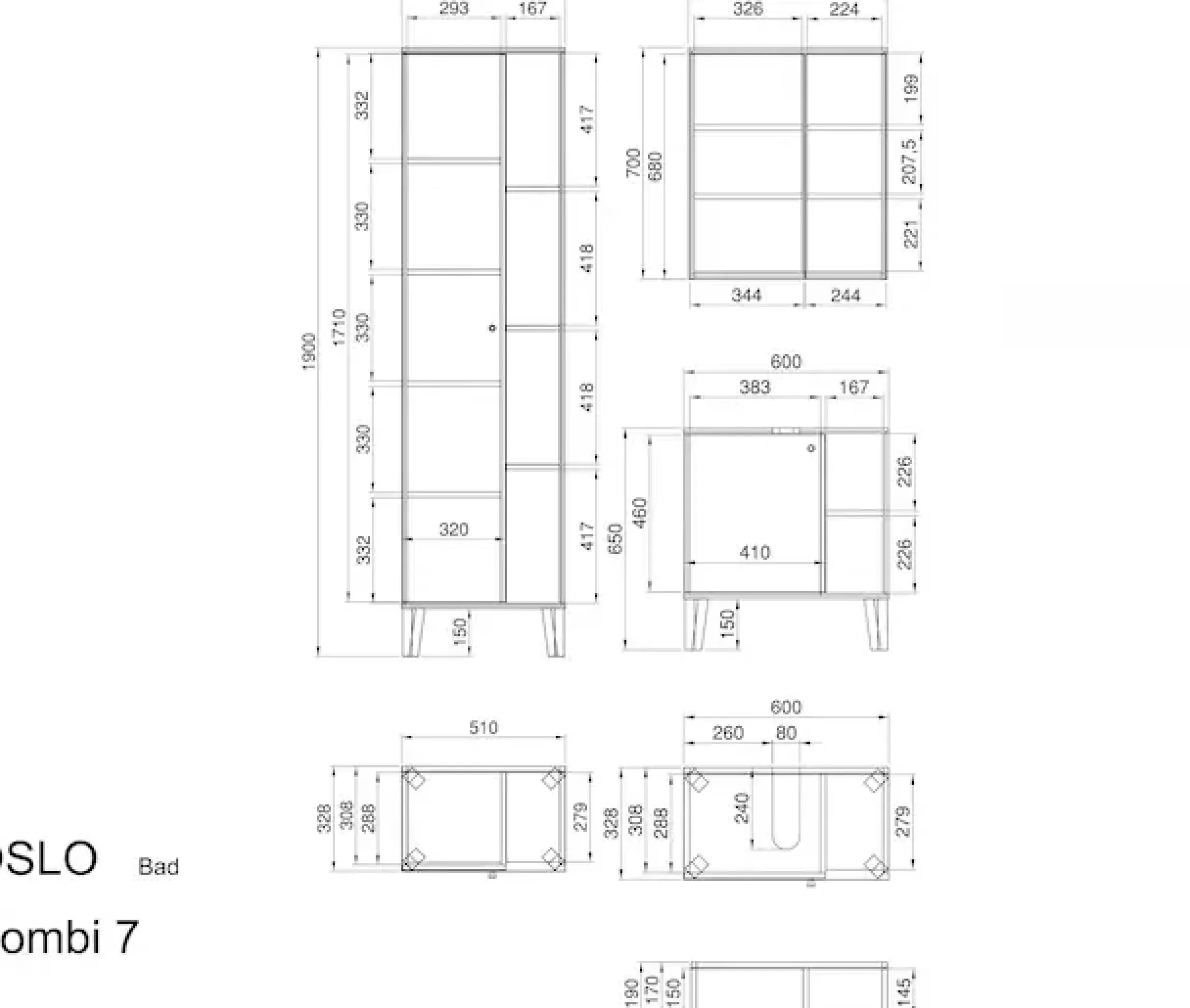 Home affaire Badmöbel-Set »OSLO, Bad im skandinavischen Design, 5-teiliges Badezimmer« Set, 3 Stk. tlg.