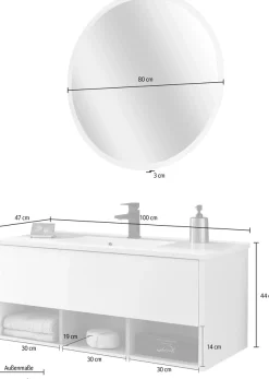 Home affaire Badmöbel-Set »Studio Line, Bad im modernen Design, 2-teiliges Badezimmer« 2 Stk. tlg.