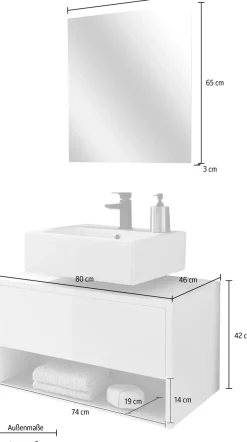 Home affaire Badmöbel-Set »Studio Line, Bad im modernen Design, 2-teiliges Badezimmer« 2 Stk. tlg.