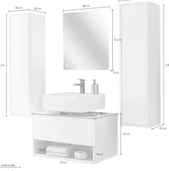 Home affaire Badmöbel-Set »Studio Line, Bad im modernen Design, 4-teiliges Badezimmer« 4 Stk. tlg.