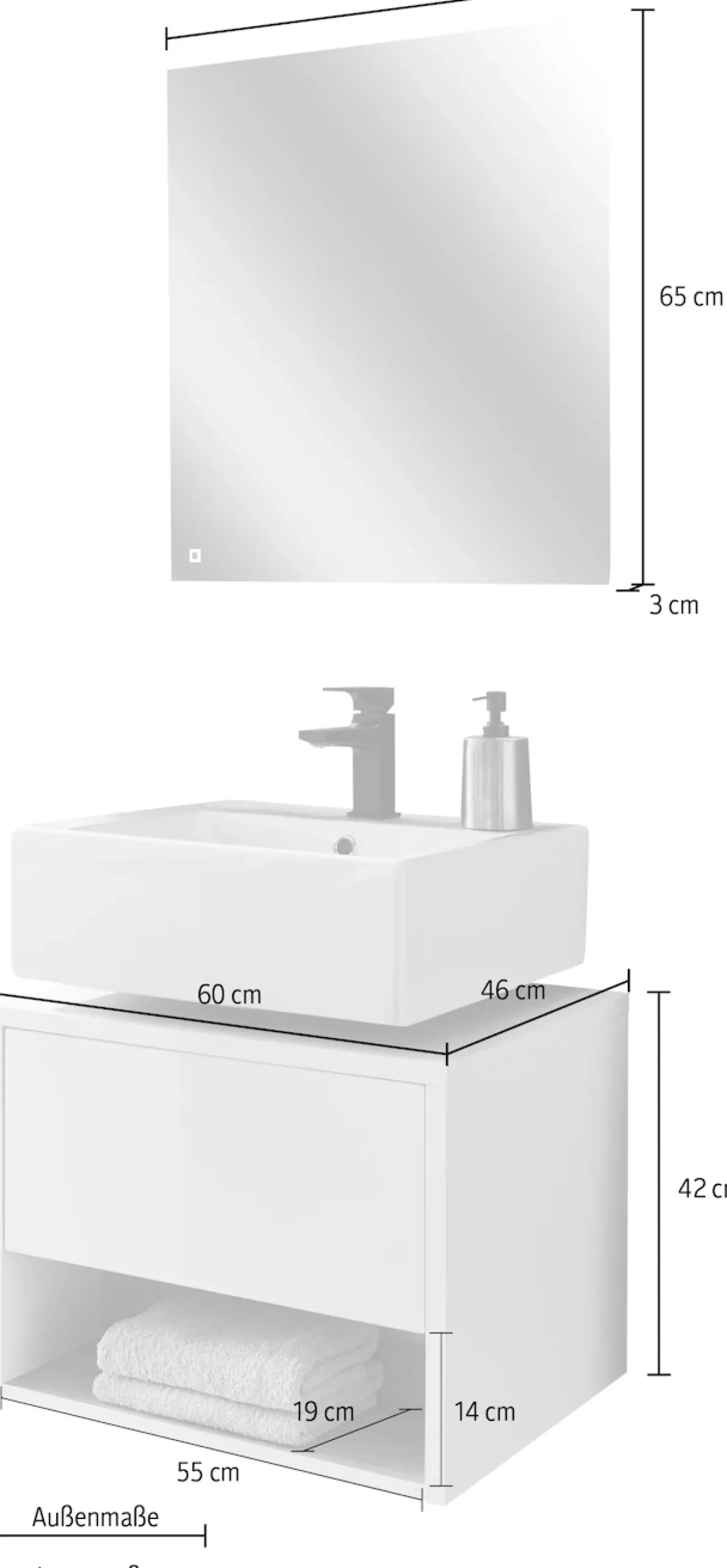 Home affaire Badmöbel-Set »Studio Line, Bad im modernen Design, 2-teiliges Badezimmer« 2 Stk. tlg.