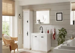 Home affaire Badspiegel »Florenz, Spiegel im Landhausstil« in Pinie Weiß, mit Ablagefläche, Breite 80 cm